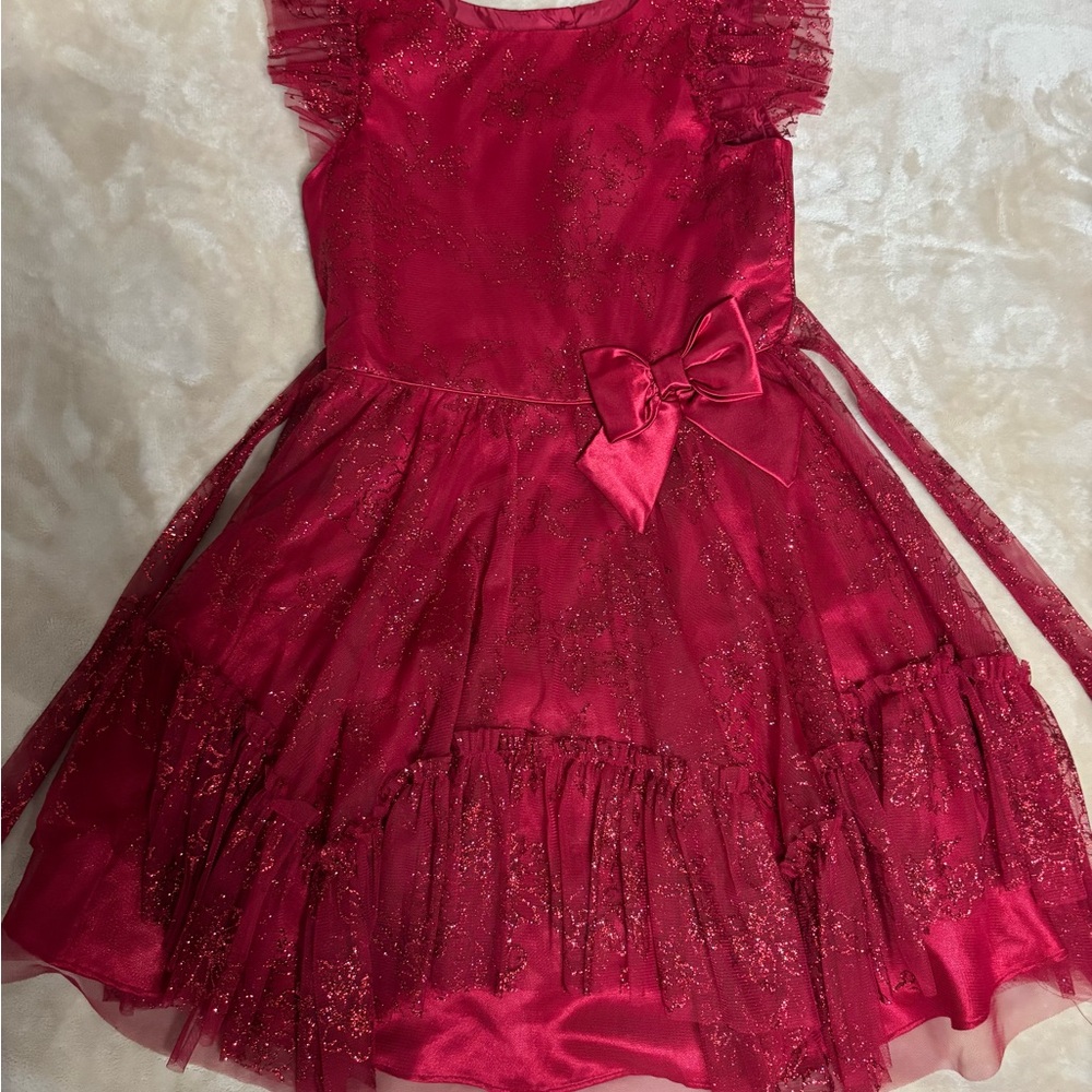 Jona Michelle Girls Dress Size 10 Red Glitter Dress